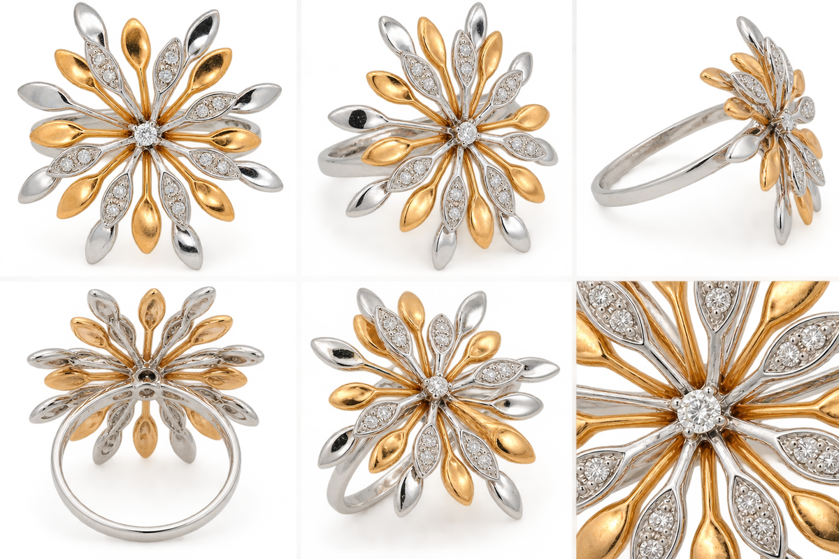 Inel Aur 18K Flower Light cu Diamante