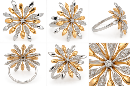 Inel Aur 18K Flower Light cu Diamante