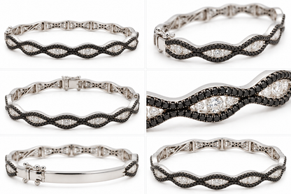 Bratara Aur 18K Fixa Noir Éternel cu Diamante
