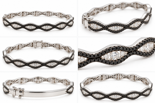 Bratara Aur 18K Fixa Noir Éternel cu Diamante