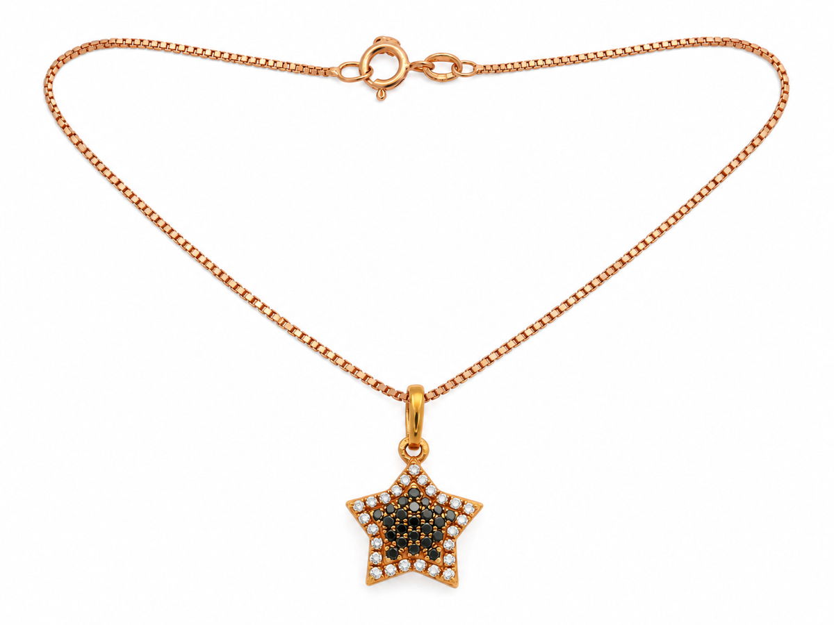 Lantisor Aur 18K Roz Eternal Star cu Diamante