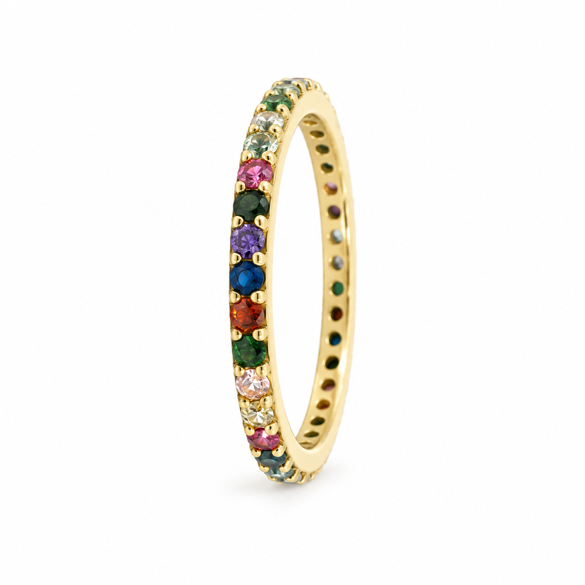 Inel Aur 14K Tennis Femei Pietre Multicolore