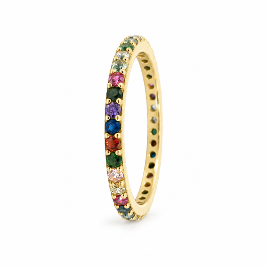 Inel Aur 14K Tennis Femei Pietre Multicolore