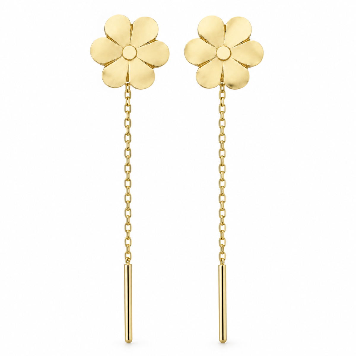 Cercei Aur 14 K Femei Floare cu Lantisor