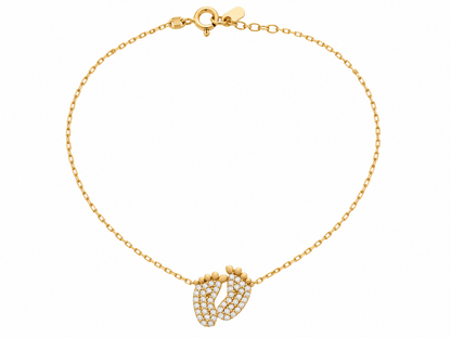 Lantisor Aur 14K Piciorus si Pietre Zirconia
