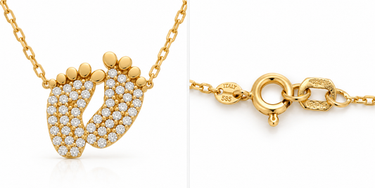 Lantisor Aur 14K Piciorus si Pietre Zirconia