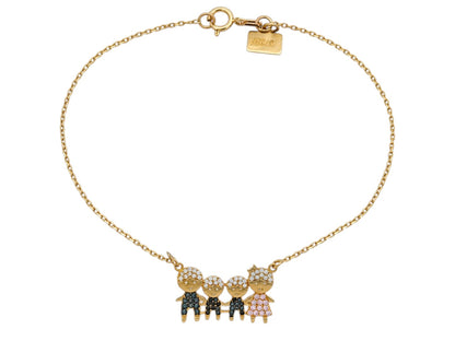 Lantisor Aur 14K Familia Mama, Tata si 2 copii