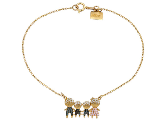 Lantisor Aur 14K Familia Mama, Tata si 2 copii