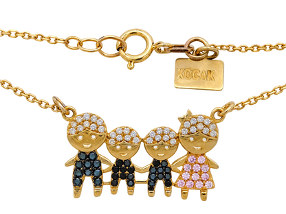 Lantisor Aur 14K Familia Mama, Tata si 2 copii