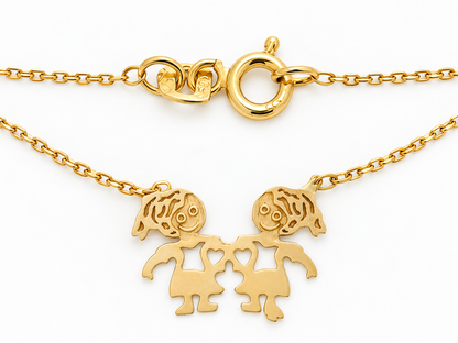 Lantisor Aur 14K Familia - Doua Surori Zambind