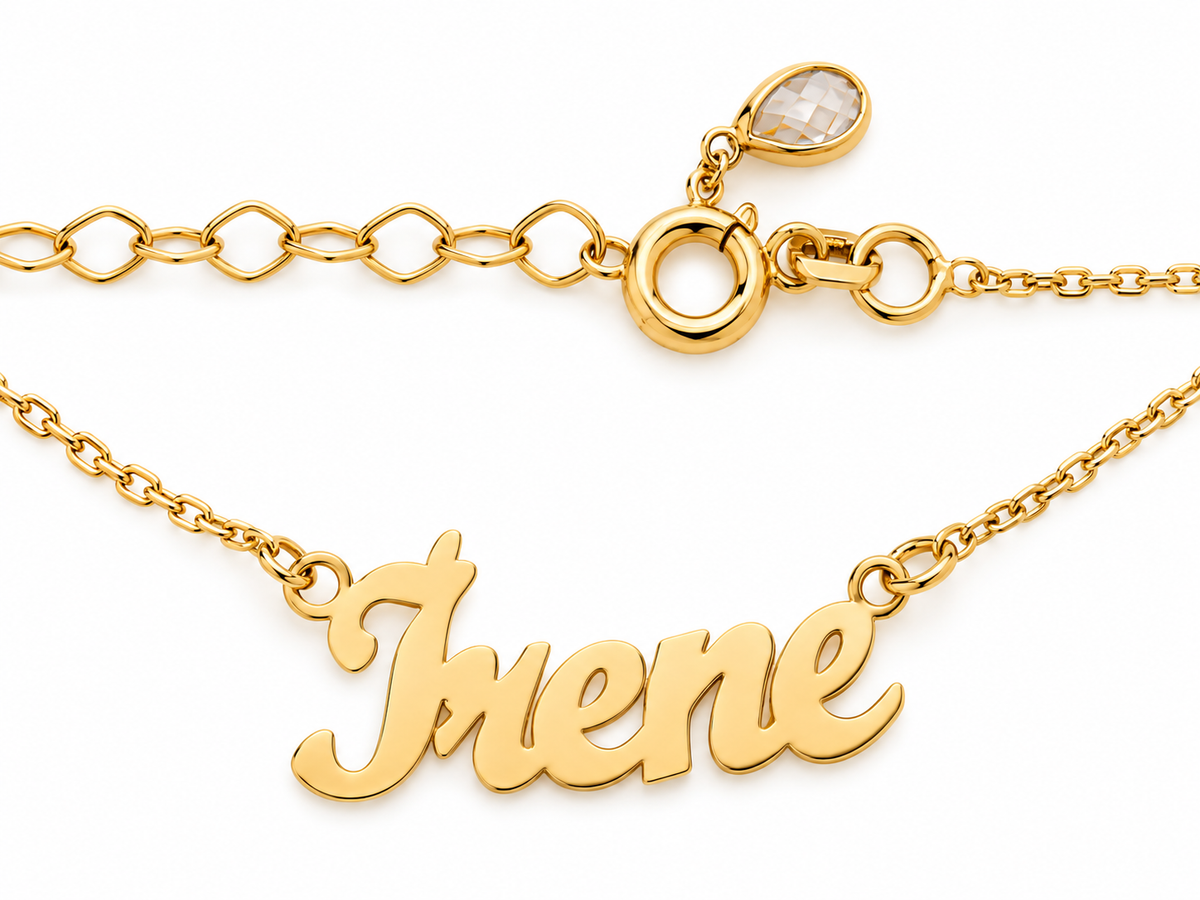 Nume din Aur 14K "Irene" cu lantisor