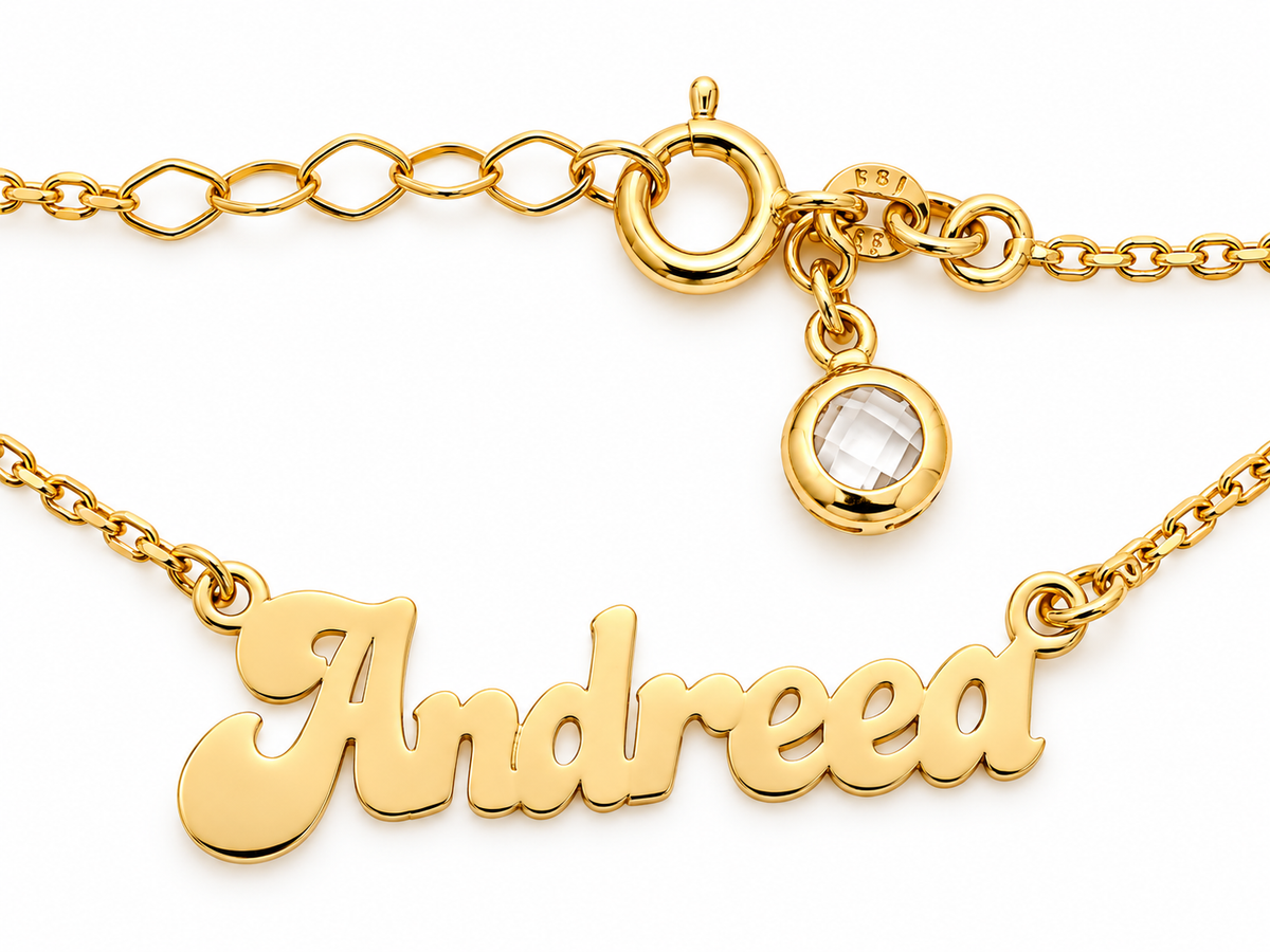 Nume din Aur 14K "Andreea" cu lantisor