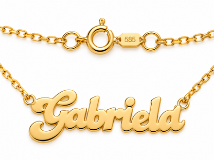 Nume din Aur 14K "Gabriela" cu lantisor
