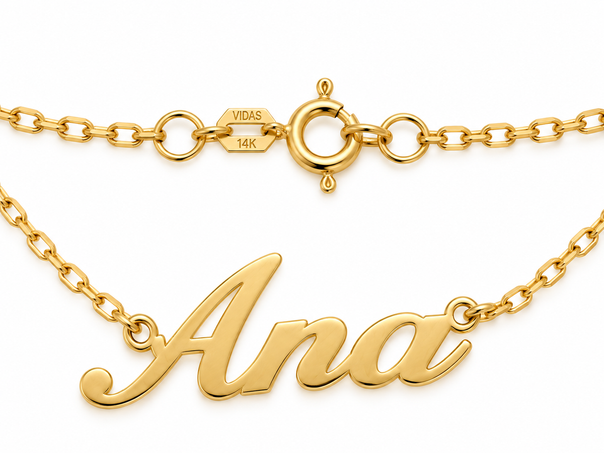 Nume din Aur 14K "Ana" cu lantisor