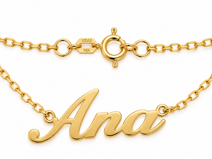 Nume din Aur 14K "Ana" cu lantisor