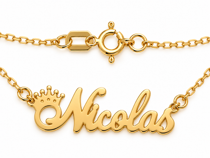 Nume din Aur 14K "Nicolas" cu lantisor