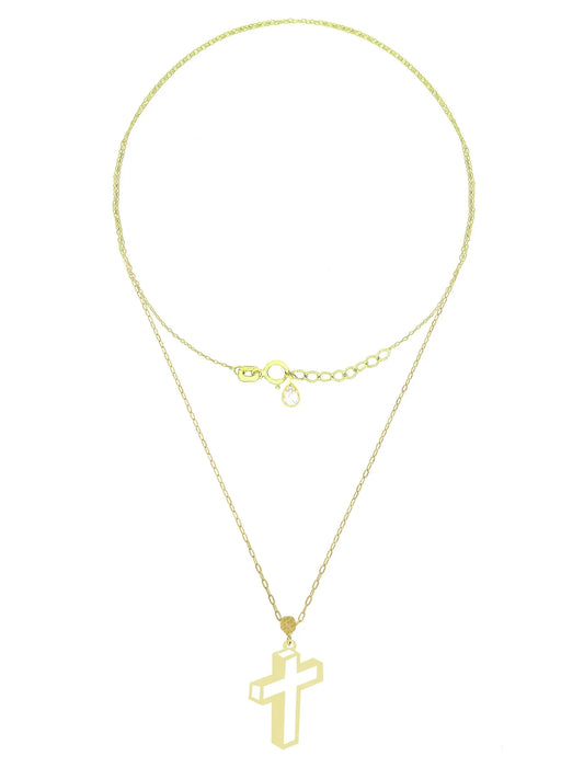Lantisor Aur Galben "Cruce 3D" - Antonia Gold