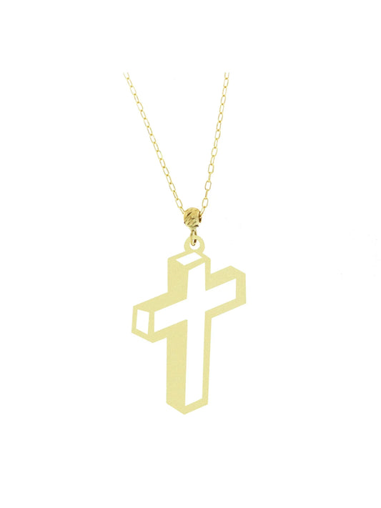 Lantisor Aur Galben "Cruce 3D" - Antonia Gold