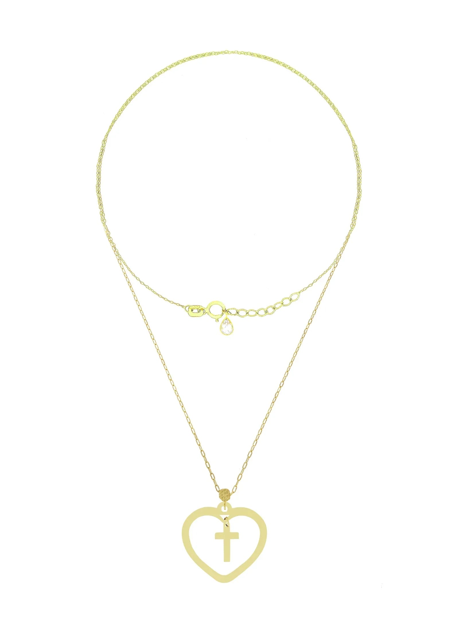 Lantisor "Inimioara si Cruciulita in interior" - Antonia Gold