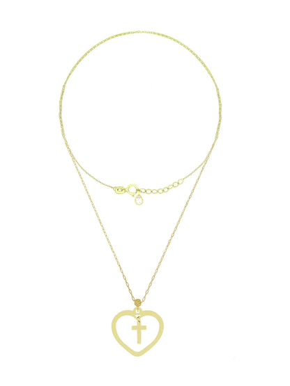 Lantisor "Inimioara si Cruciulita in interior" - Antonia Gold