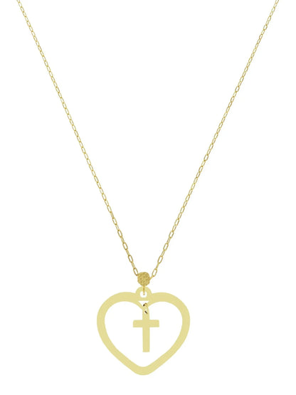 Lantisor "Inimioara si Cruciulita in interior" - Antonia Gold