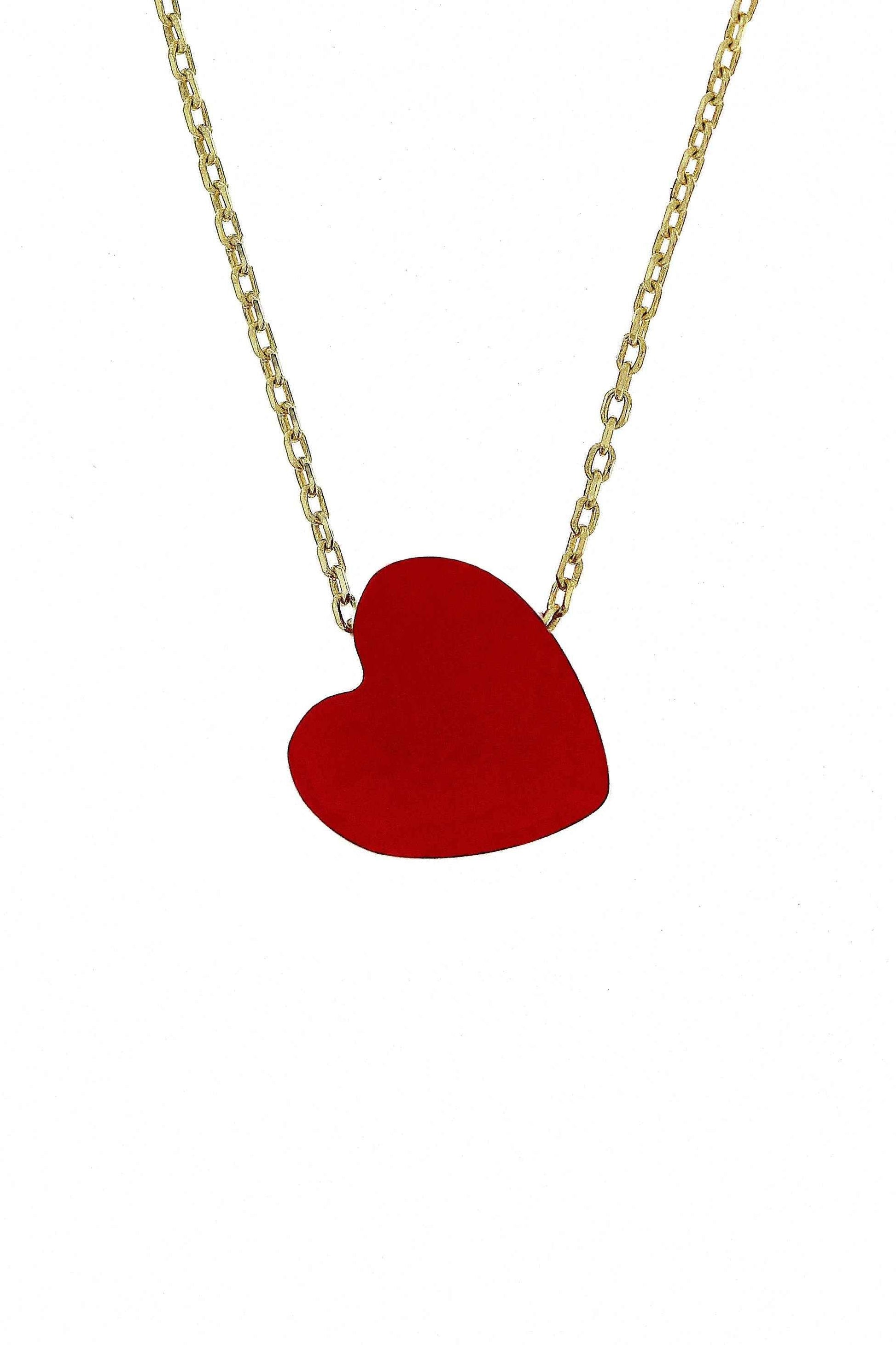 Lantisor "Inima Rosie" cuart - Antonia Gold