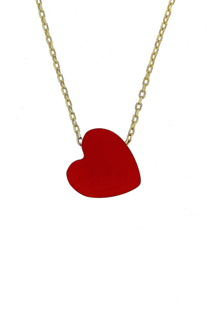 Lantisor "Inima Rosie" cuart - Antonia Gold