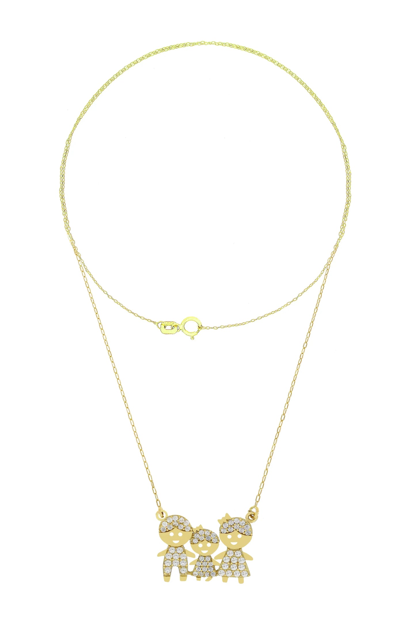 Lantisor "Tata, Mama si Fetita" cu pietre zirconia - Antonia Gold