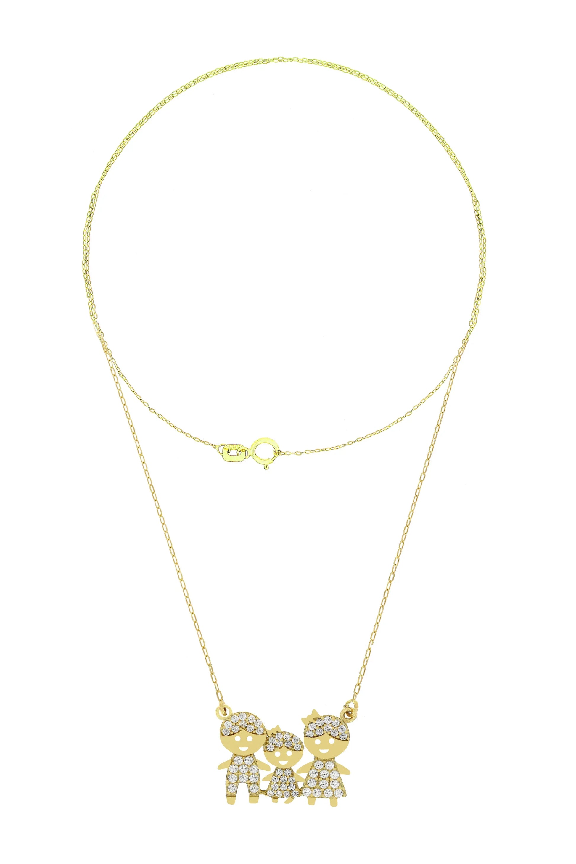 Lantisor "Tata, Mama si Fetita" cu pietre zirconia - Antonia Gold