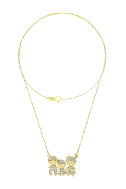 Lantisor "Tata, Mama si Fetita" cu pietre zirconia - Antonia Gold
