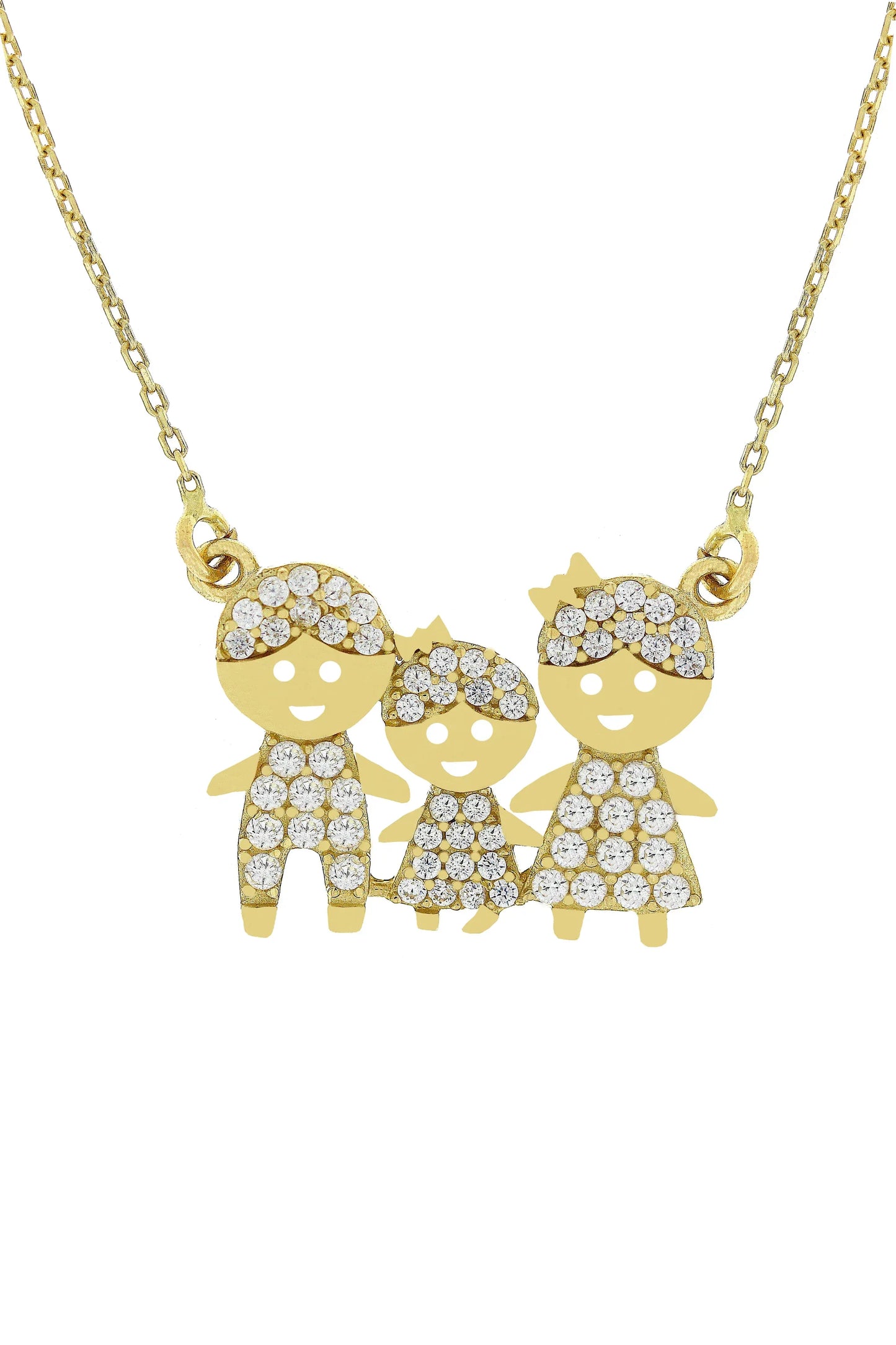 Lantisor "Tata, Mama si Fetita" cu pietre zirconia - Antonia Gold