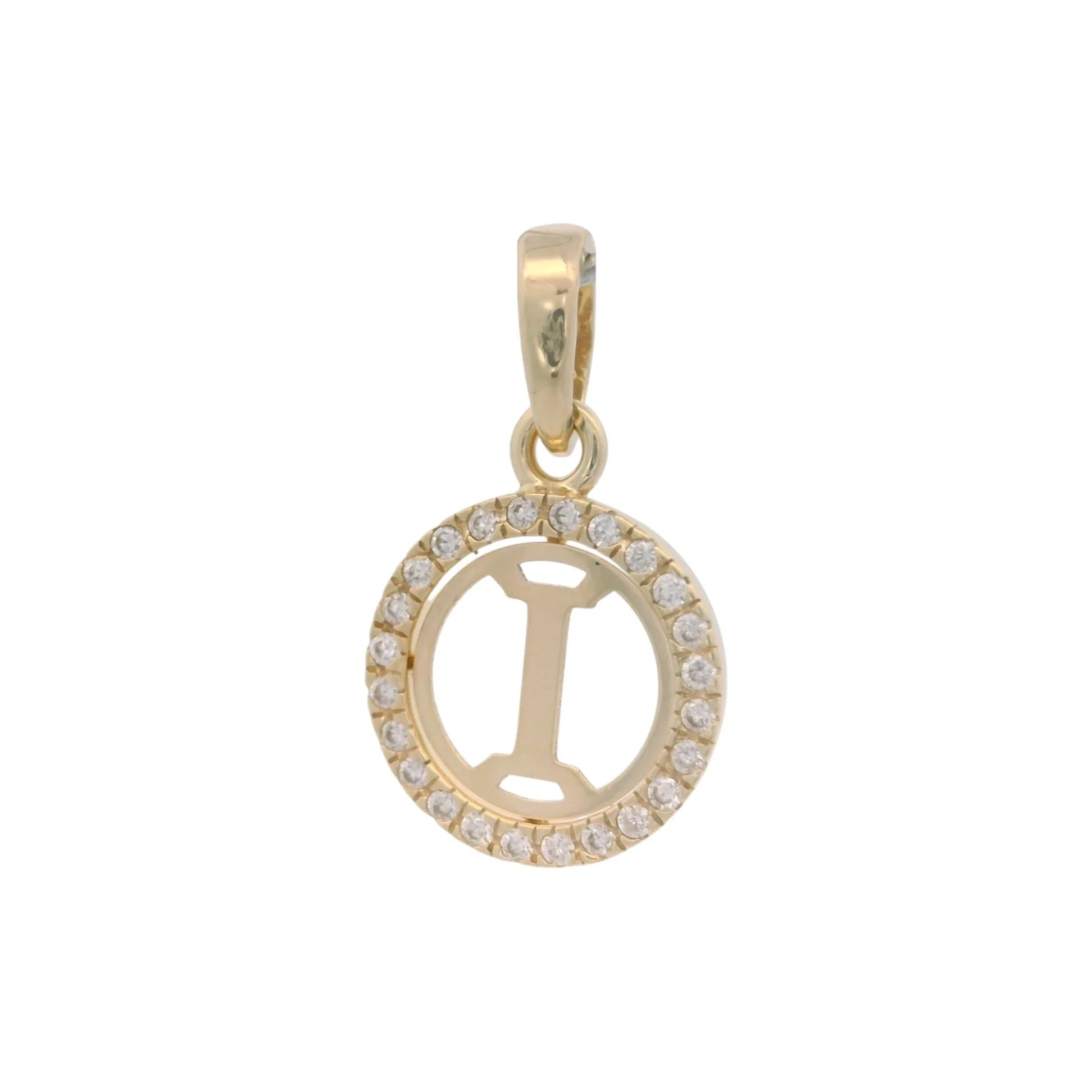 Pandantiv Initiala "I" - pietre zirconia - Antonia Gold