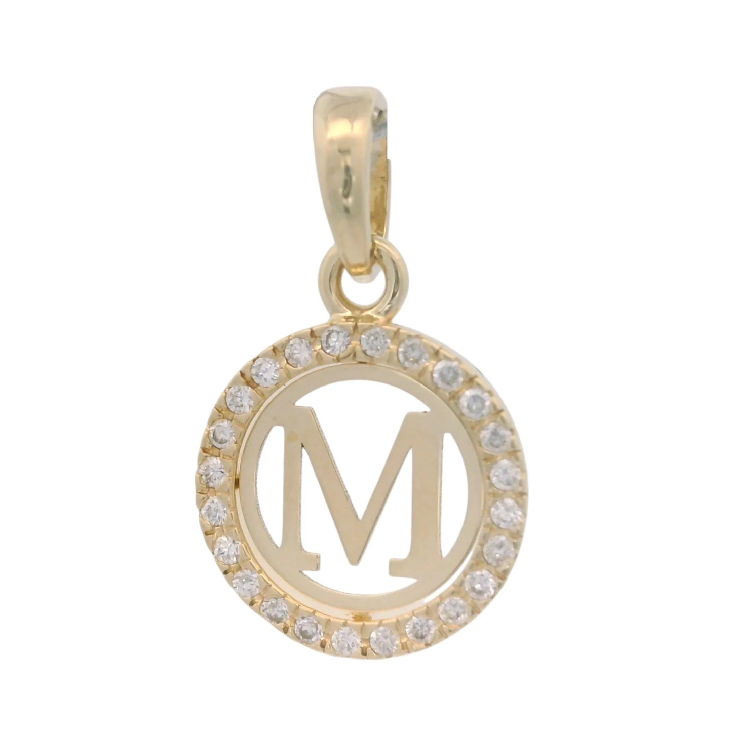 Pandantiv Initiala "M" - pietre zirconia - Antonia Gold