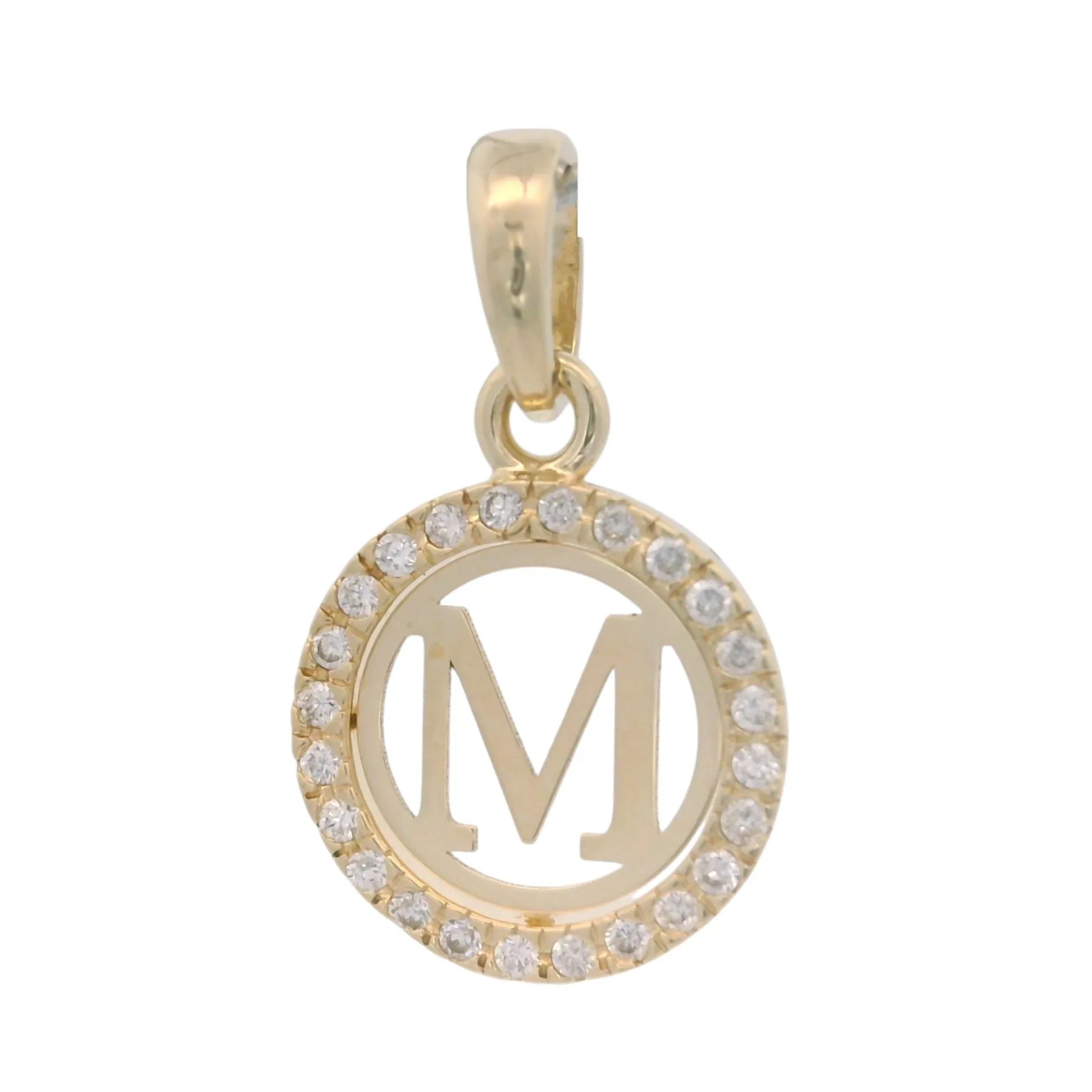 Pandantiv Initiala "M" - pietre zirconia - Antonia Gold