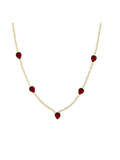 Lantisor "5 Gargarite rosii" - Antonia Gold