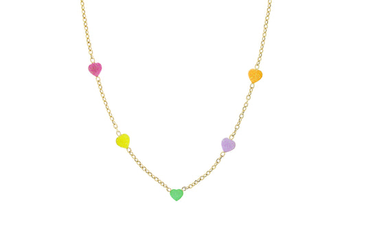 Lantisor copii " 5 Inimioare Colorate" - Antonia Gold