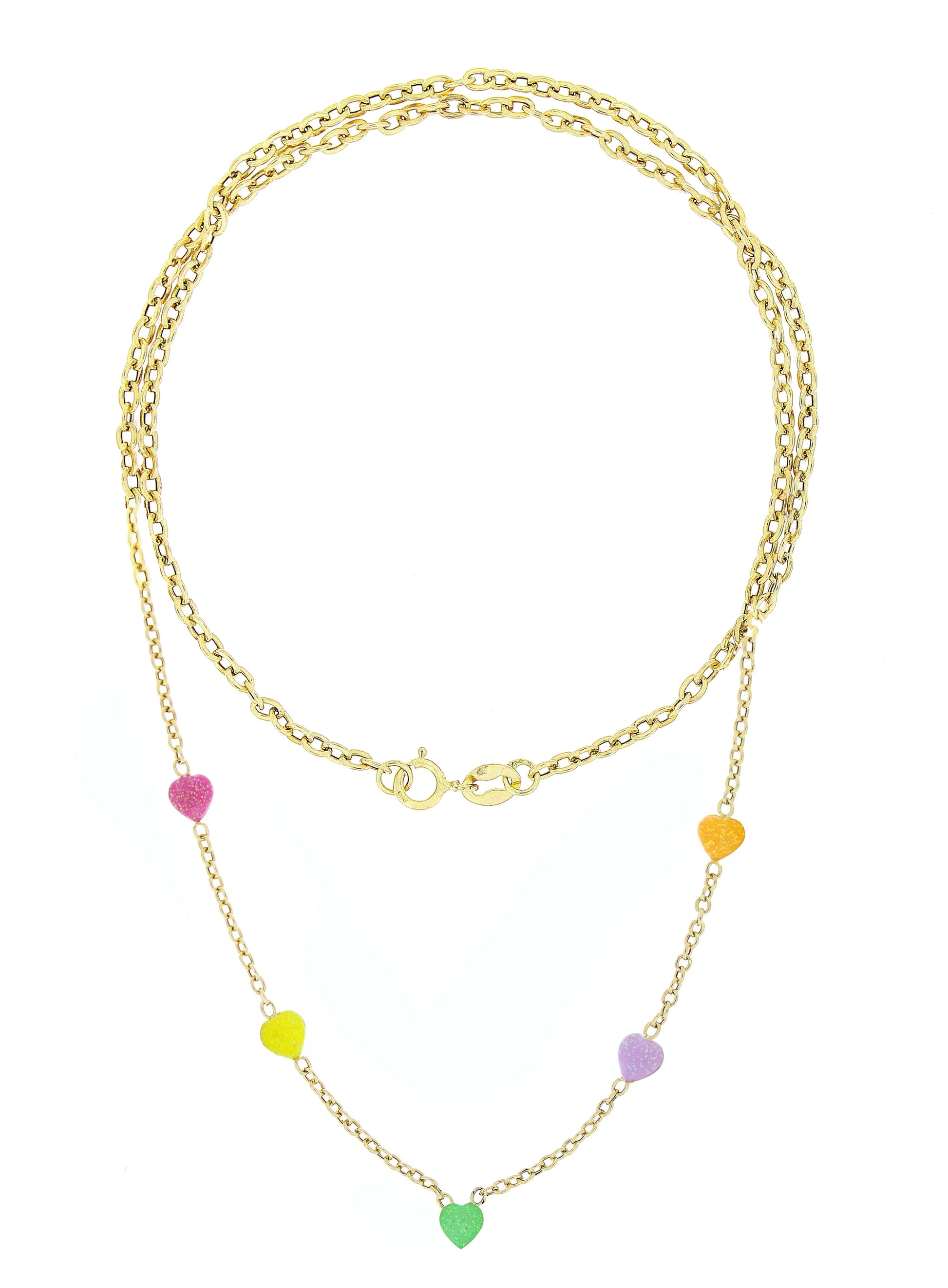 Lantisor copii " 5 Inimioare Colorate" - Antonia Gold