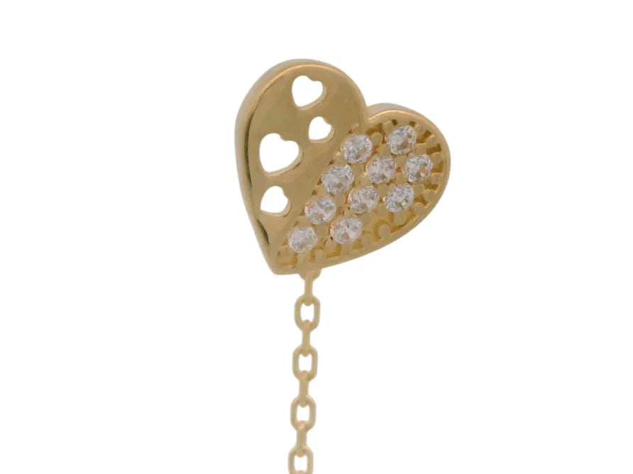 Cercei cu lantisor "Inima cu pietre si forme taiate" - Antonia Gold