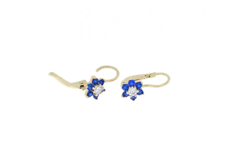 Cercei bebelusi "Floral Albastru cu Alb" - Antonia Gold