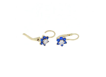 Cercei bebelusi "Floral Albastru cu Alb" - Antonia Gold