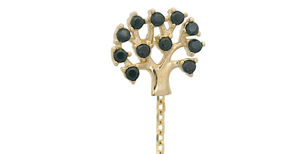 Cercei cu lantisor "Pomul Vietii - pietre negre" - Antonia Gold