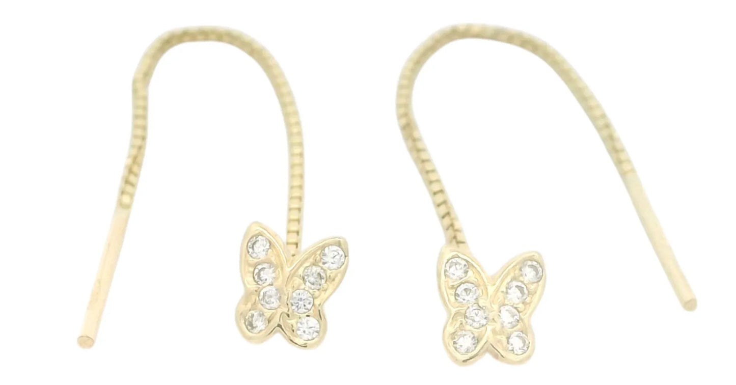 Cercei cu lantisor "Fluturas cu aripi pline cu pietre albe" - Antonia Gold