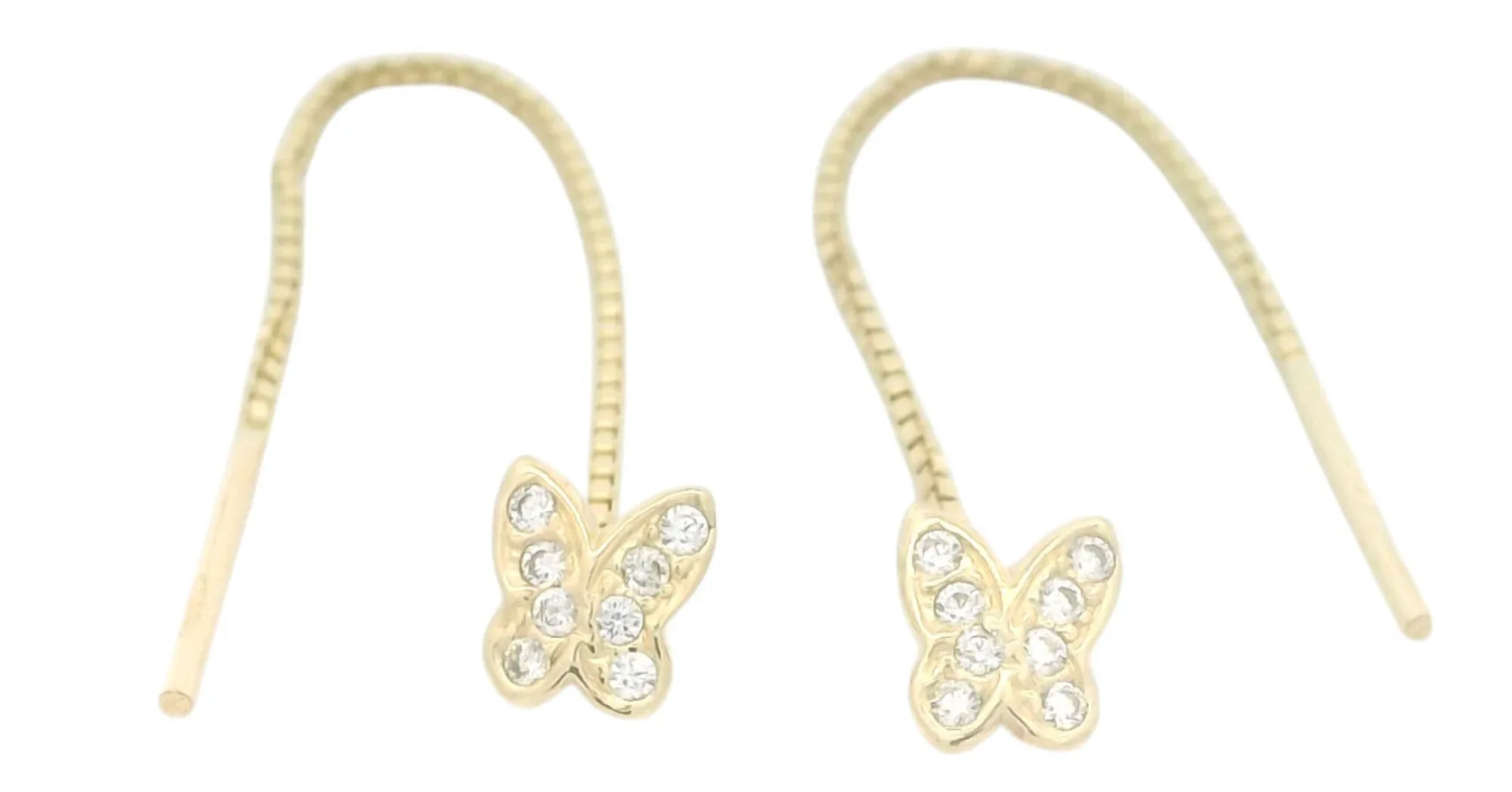 Cercei cu lantisor "Fluturas cu aripi pline cu pietre albe" - Antonia Gold