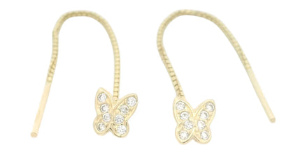 Cercei cu lantisor "Fluturas cu aripi pline cu pietre albe" - Antonia Gold