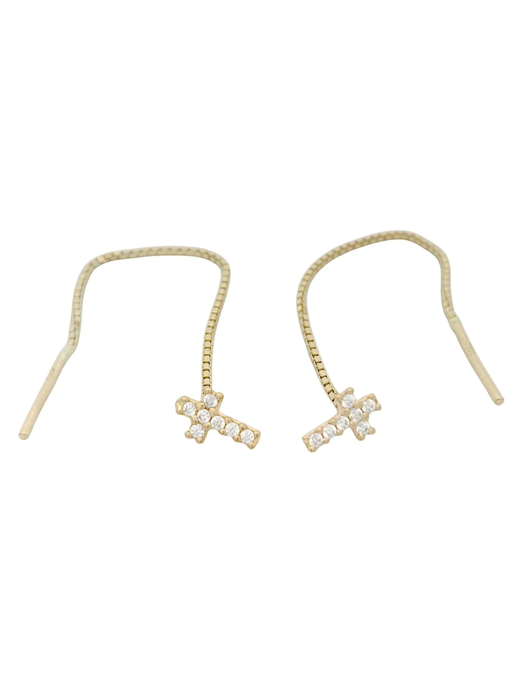 Cercei cu lantisor "Cruciulita - pietre zirconia" - Antonia Gold