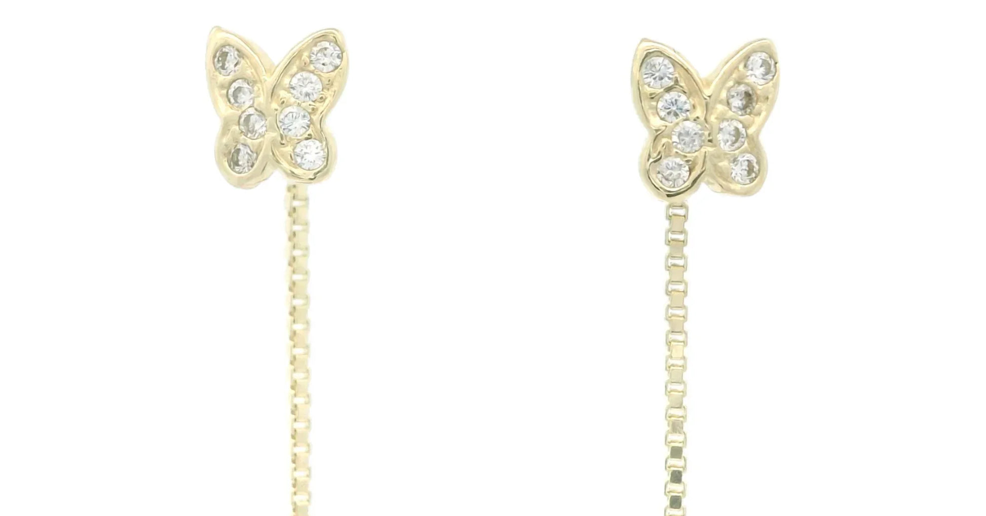 Cercei cu lantisor "Fluturas cu aripi pline cu pietre albe" - Antonia Gold