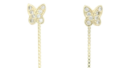 Cercei cu lantisor "Fluturas cu aripi pline cu pietre albe" - Antonia Gold