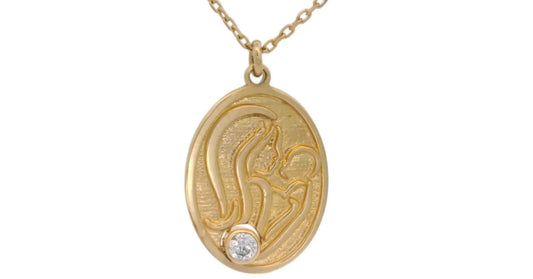 Lantisor "Mama si copilul" cu piatra - Antonia Gold