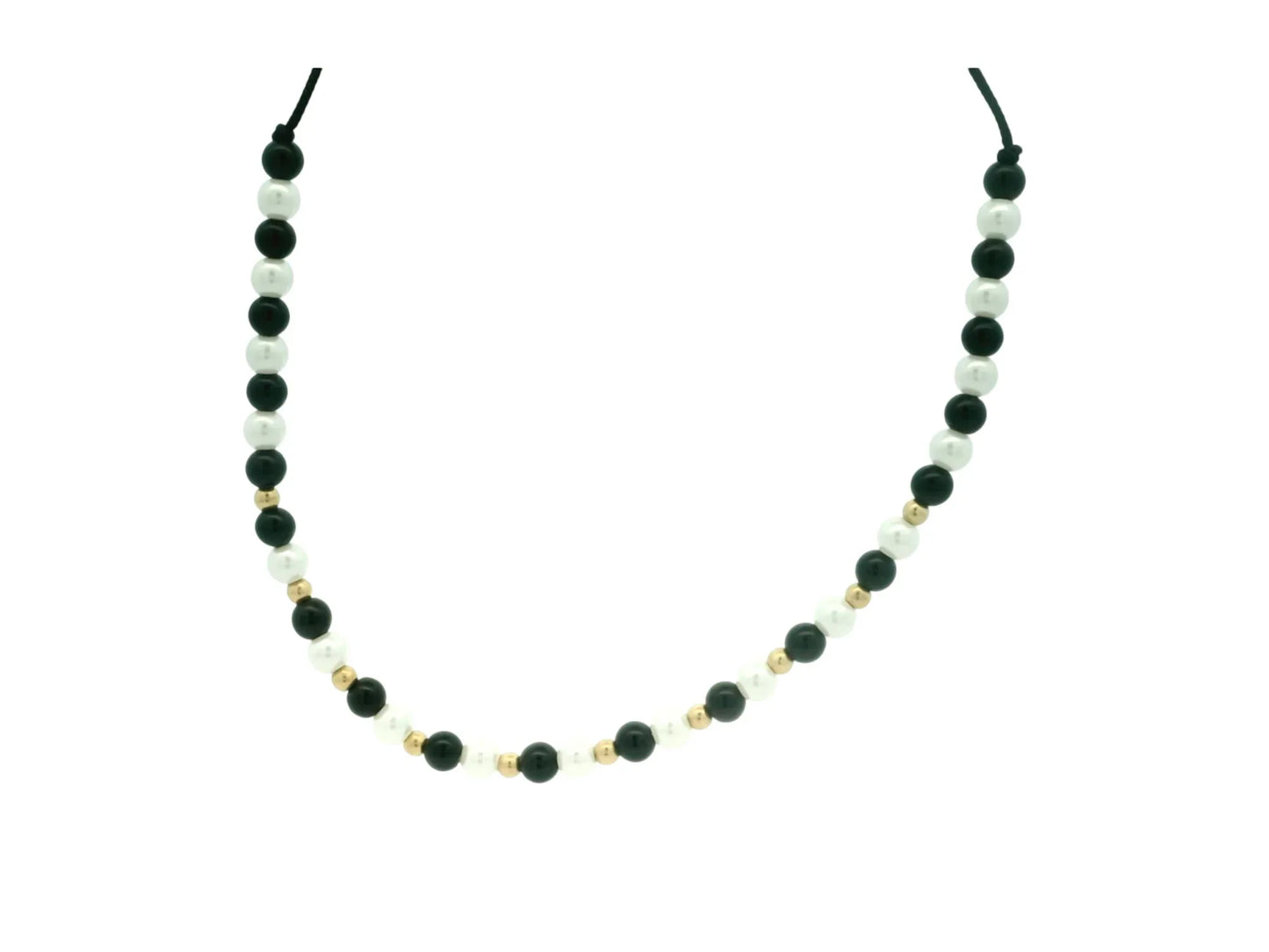 Bratara snur Perle de cultura si pietre Onix AG023 - Antonia Gold