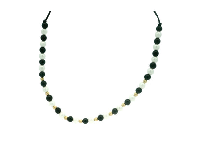 Bratara snur Perle de cultura si pietre Onix AG023 - Antonia Gold